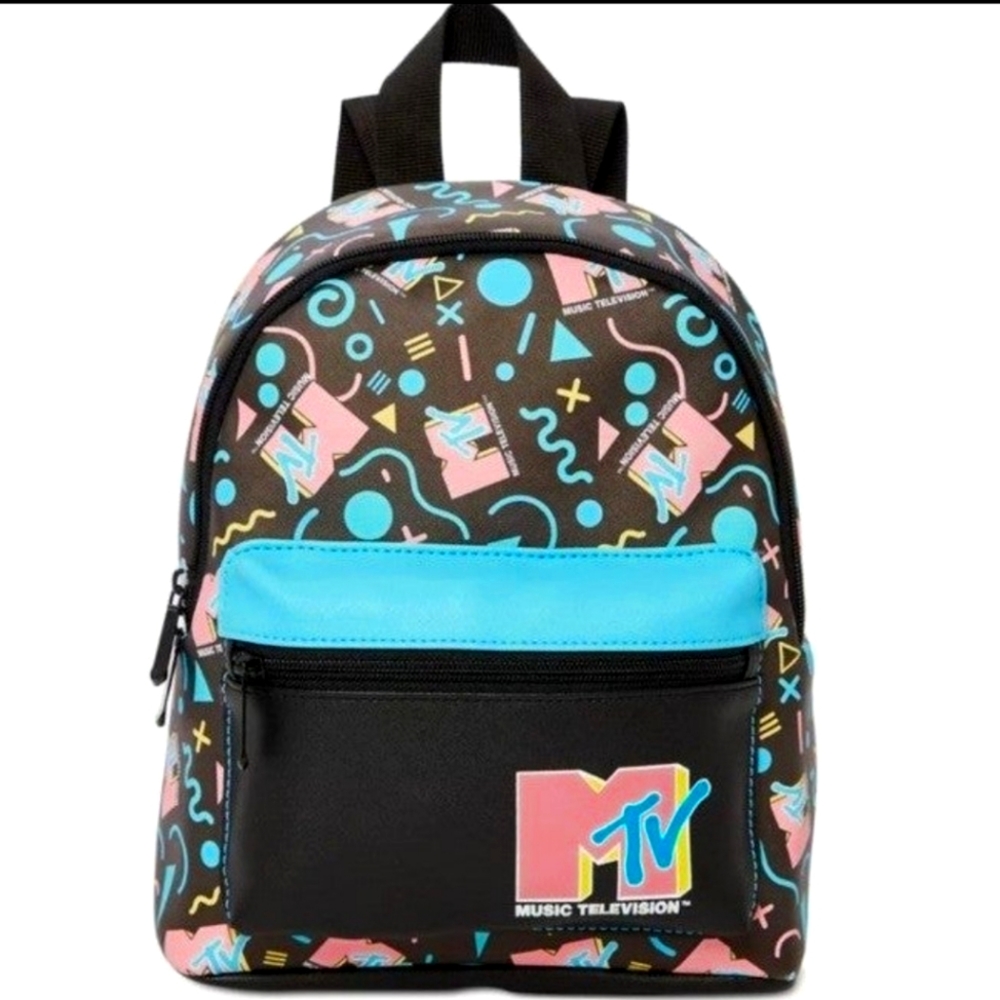 NEW MTV Women's Faux Leather Black 11.5" Mini Backpack